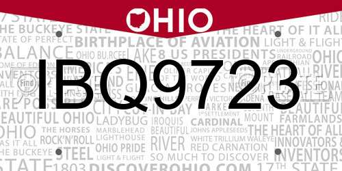IBQ9723 Ohio License Plate
