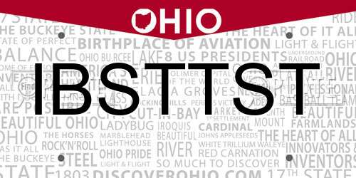 IBSTTST Ohio License Plate