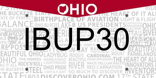 IBUP30 Ohio License Plate