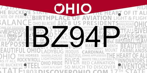 IBZ94P Ohio License Plate