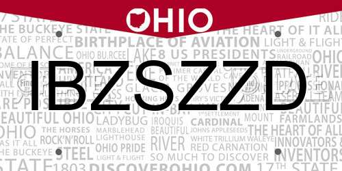 IBZSZZD Ohio License Plate