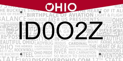 ID0O2Z Ohio License Plate