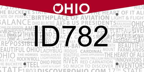 ID782 Ohio License Plate