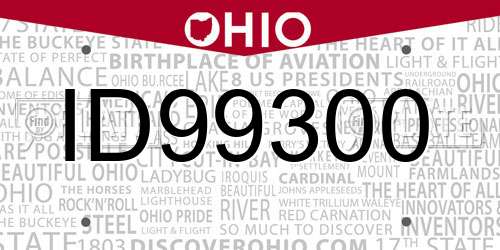 ID99300 Ohio License Plate