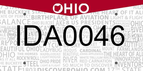 IDA0046 Ohio License Plate