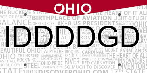 IDDDDGD Ohio License Plate