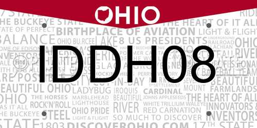 IDDH08 Ohio License Plate