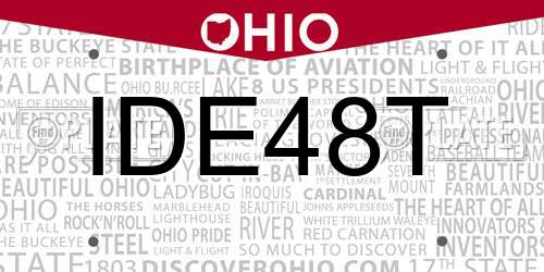 IDE48T Ohio License Plate