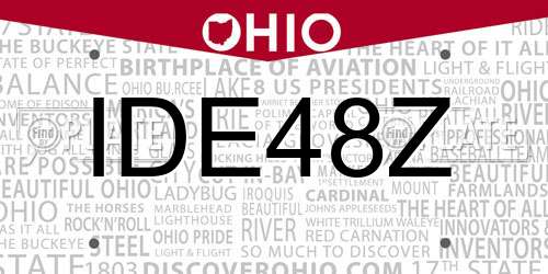 IDE48Z Ohio License Plate