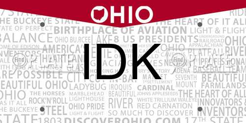 IDK Ohio License Plate