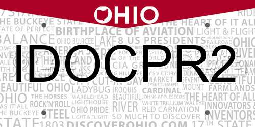 IDOCPR2 Ohio License Plate