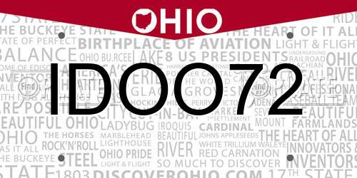 IDOO72 Ohio License Plate