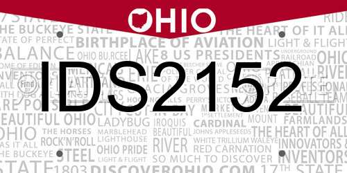 IDS2152 Ohio License Plate