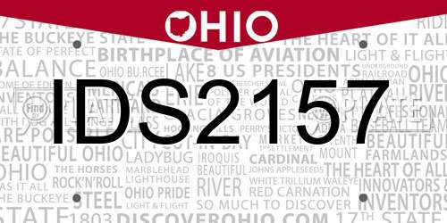 IDS2157 Ohio License Plate