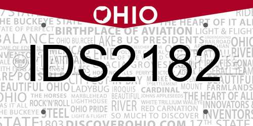 IDS2182 Ohio License Plate