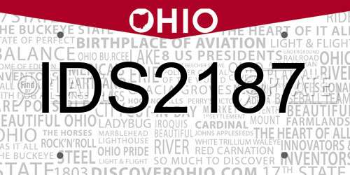 IDS2187 Ohio License Plate