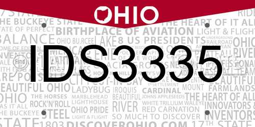 IDS3335 Ohio License Plate