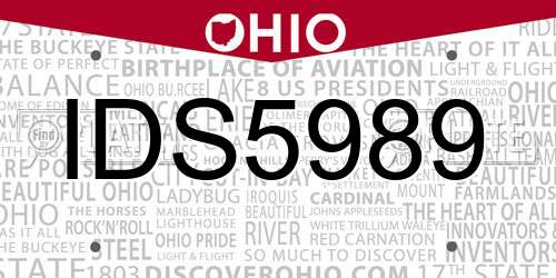 IDS5989 Ohio License Plate