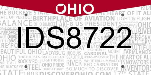IDS8722 Ohio License Plate
