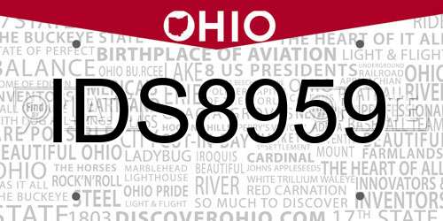 IDS8959 Ohio License Plate