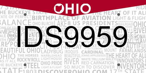 IDS9959 Ohio License Plate