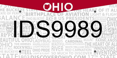 IDS9989 Ohio License Plate