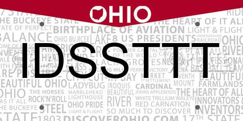 IDSSTTT Ohio License Plate