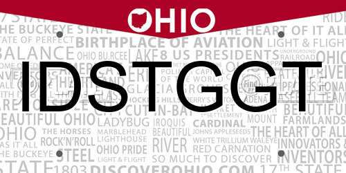 IDSTGGT Ohio License Plate