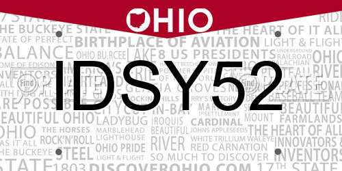 IDSY52 Ohio License Plate