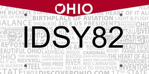 IDSY82 Ohio License Plate