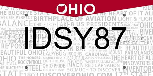 IDSY87 Ohio License Plate