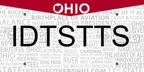 IDTSTTS Ohio License Plate