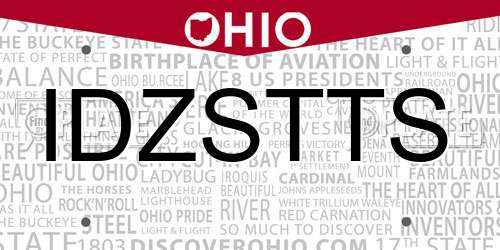 IDZSTTS Ohio License Plate