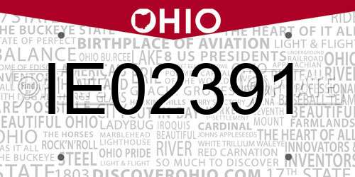 IE02391 Ohio License Plate