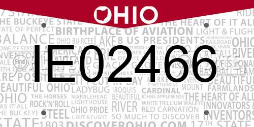 IE02466 Ohio License Plate