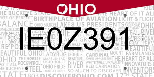 IE0Z391 Ohio License Plate