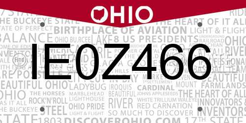 IE0Z466 Ohio License Plate