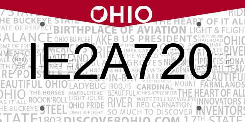 IE2A720 Ohio License Plate