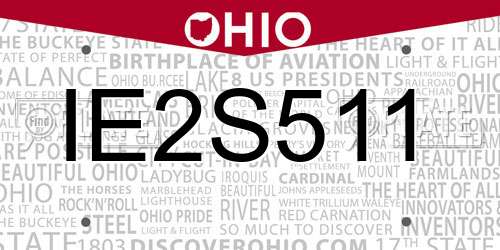IE2S511 Ohio License Plate