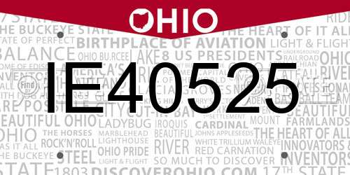 IE40525 Ohio License Plate