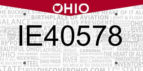 IE40578 Ohio License Plate