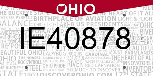 IE40878 Ohio License Plate