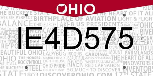 IE4D575 Ohio License Plate