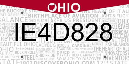 IE4D828 Ohio License Plate