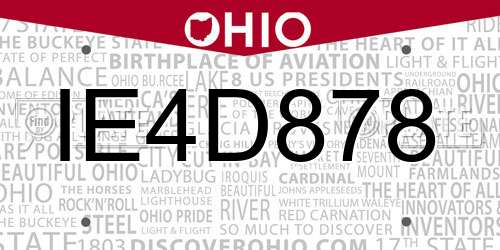 IE4D878 Ohio License Plate