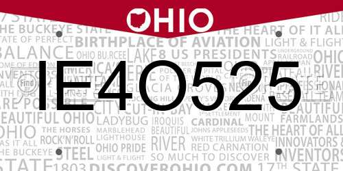 IE4O525 Ohio License Plate