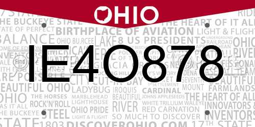 IE4O878 Ohio License Plate