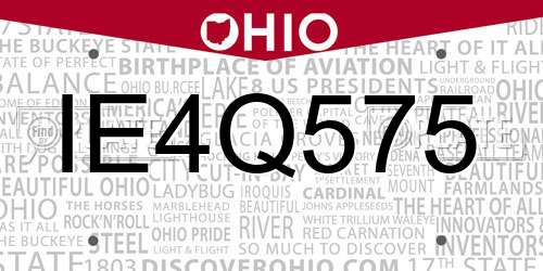 IE4Q575 Ohio License Plate