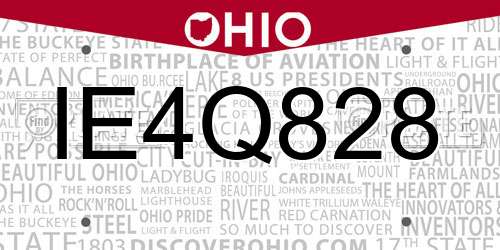 IE4Q828 Ohio License Plate