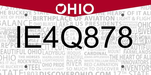 IE4Q878 Ohio License Plate